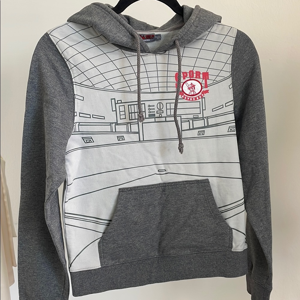 Gray and White Geometric Design Hoodie